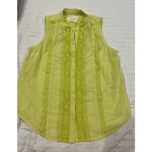 Anthropologie Linen Button up Yellow